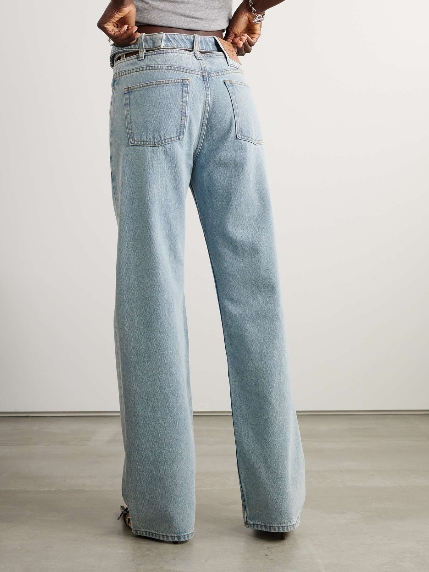 Evergreen belted cut-out organic high-rise straight-leg jeans - 4