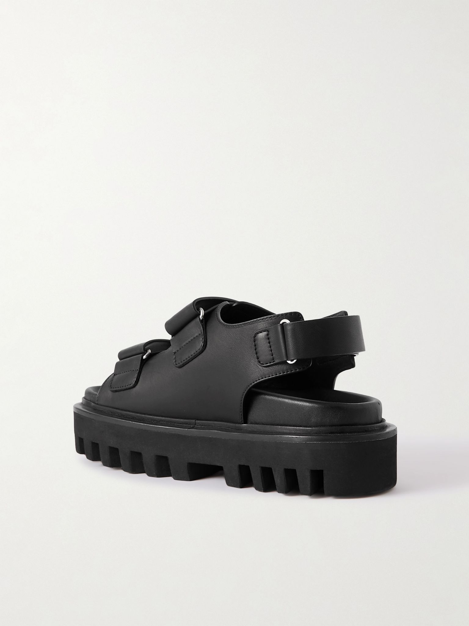 Embellished leather platform sandals Black - 3