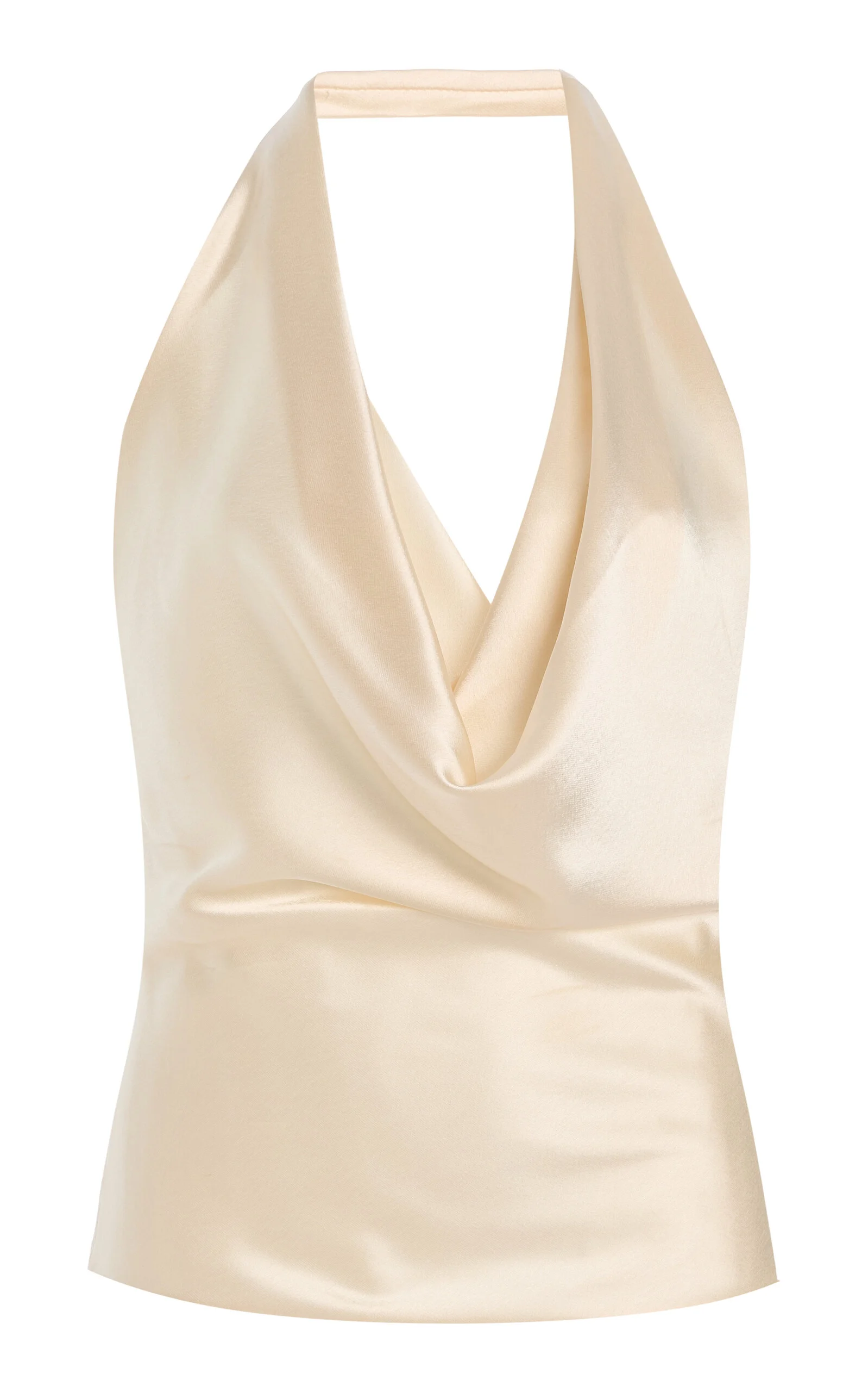 Draped Halter Satin Top ivory - 1