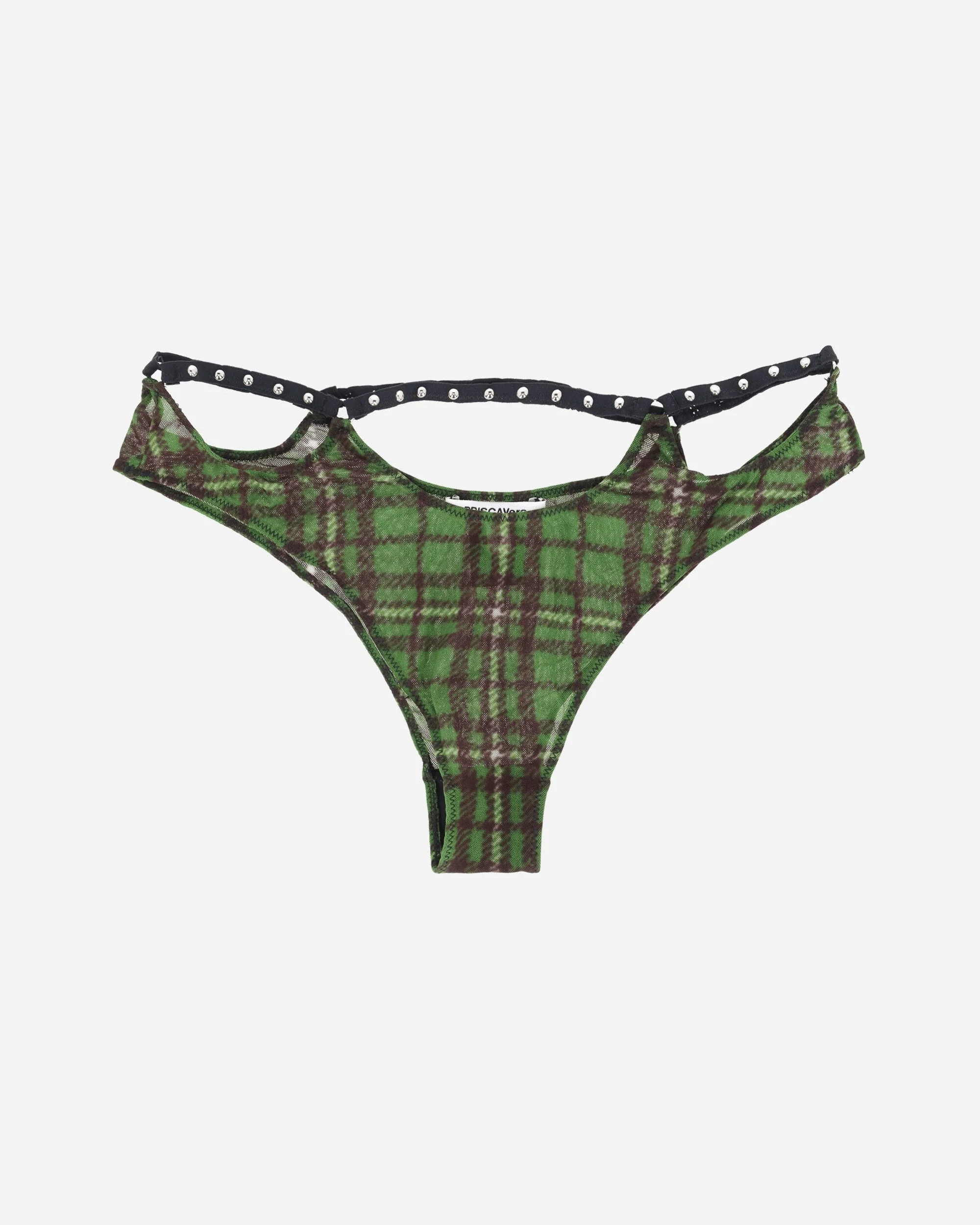 Tartan Studded Thong Green - 1