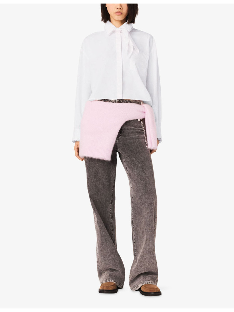 maje Cropped Crochet-Collar Cotton Shirt outlook