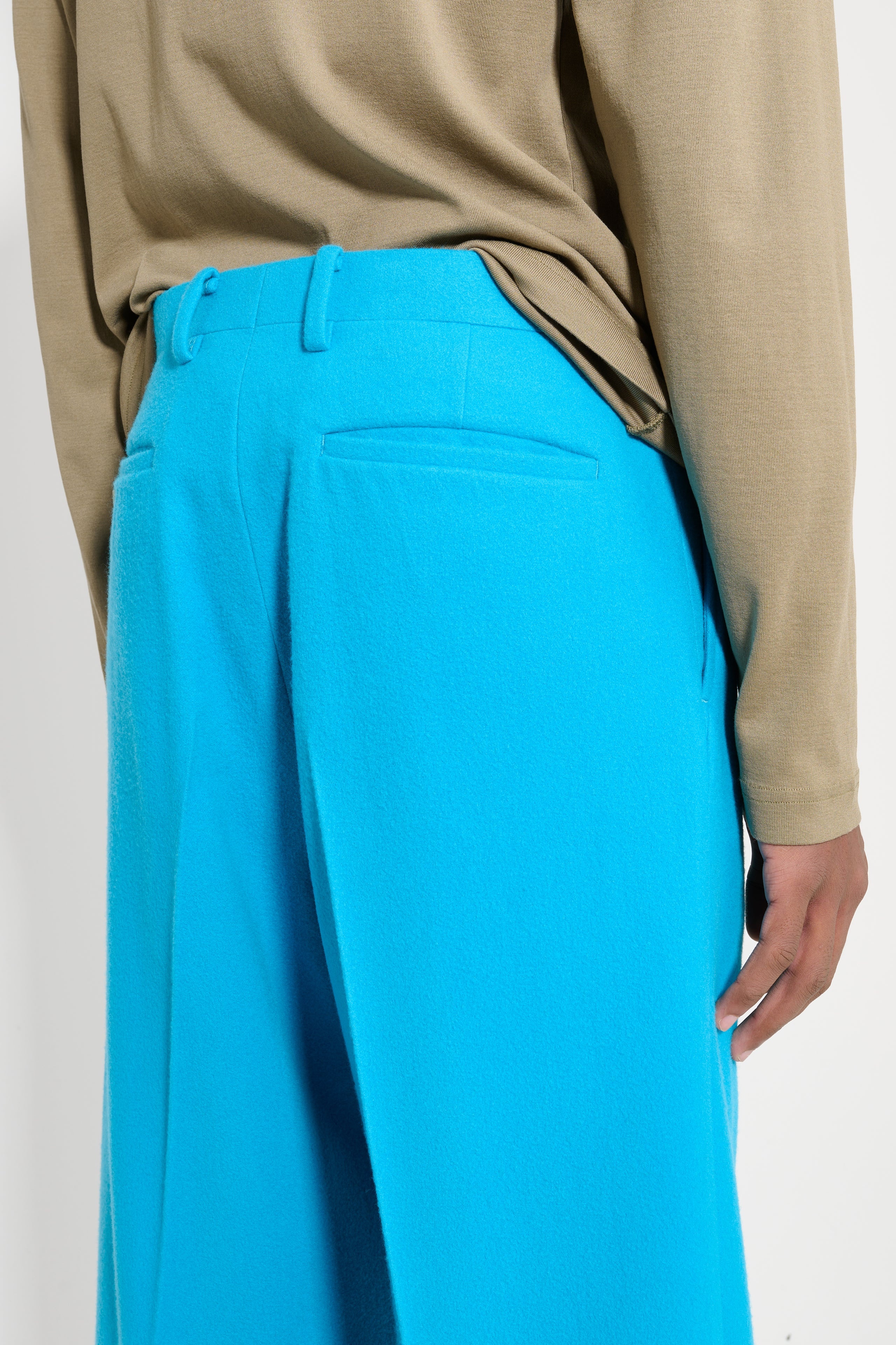 AURALEE BRUSHED SUPER FINE WOOL FLANNEL SLACKS LIGHT BLUE - 5