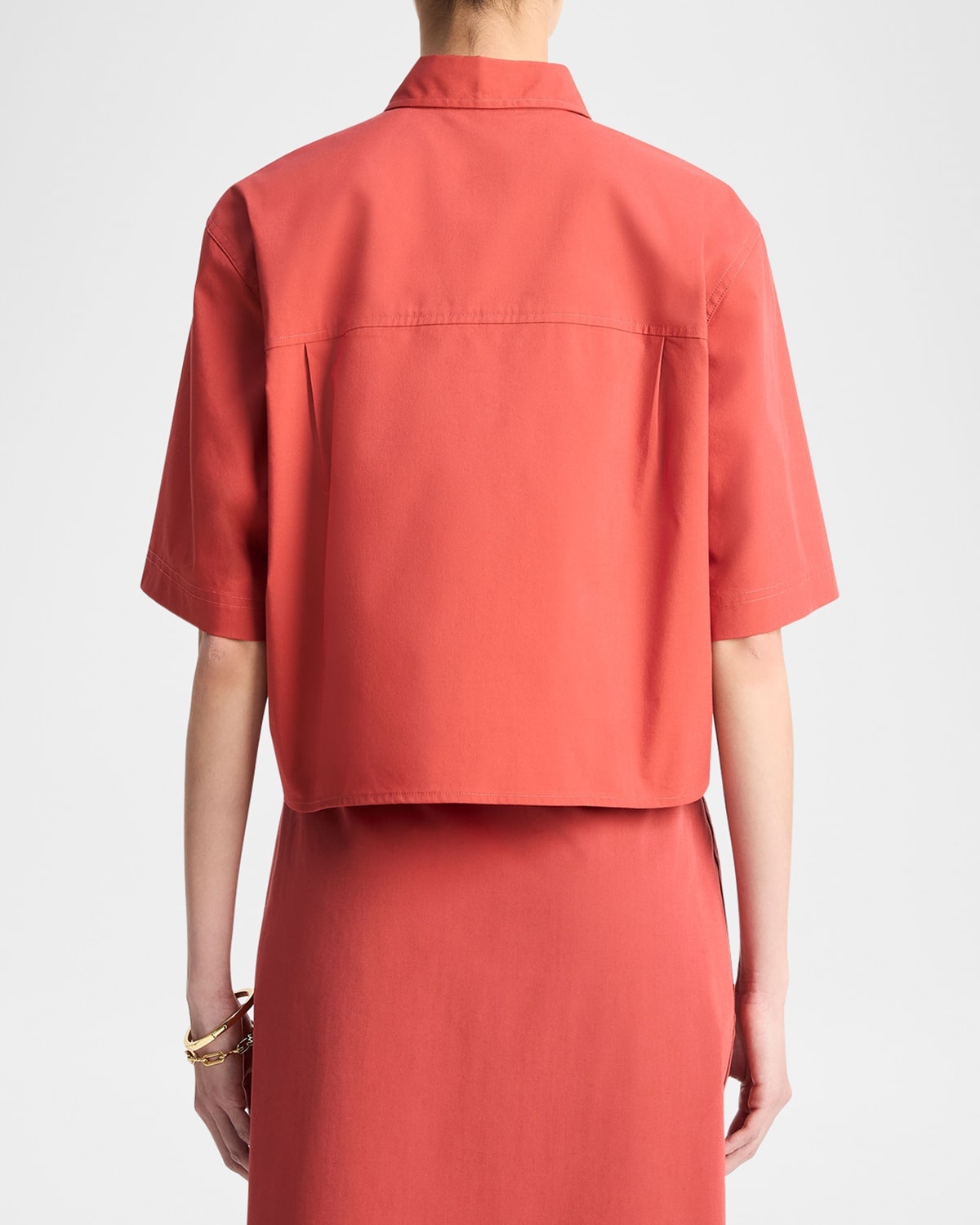 Short-Sleeve Cropped Cotton Shirt - 3