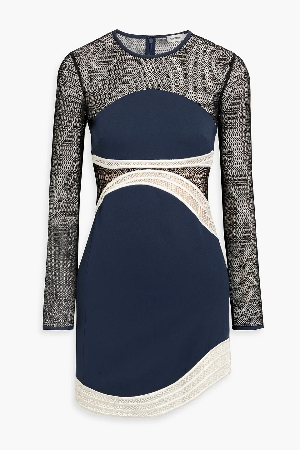 Blaise fishnet-paneled crepe mini dress - 1