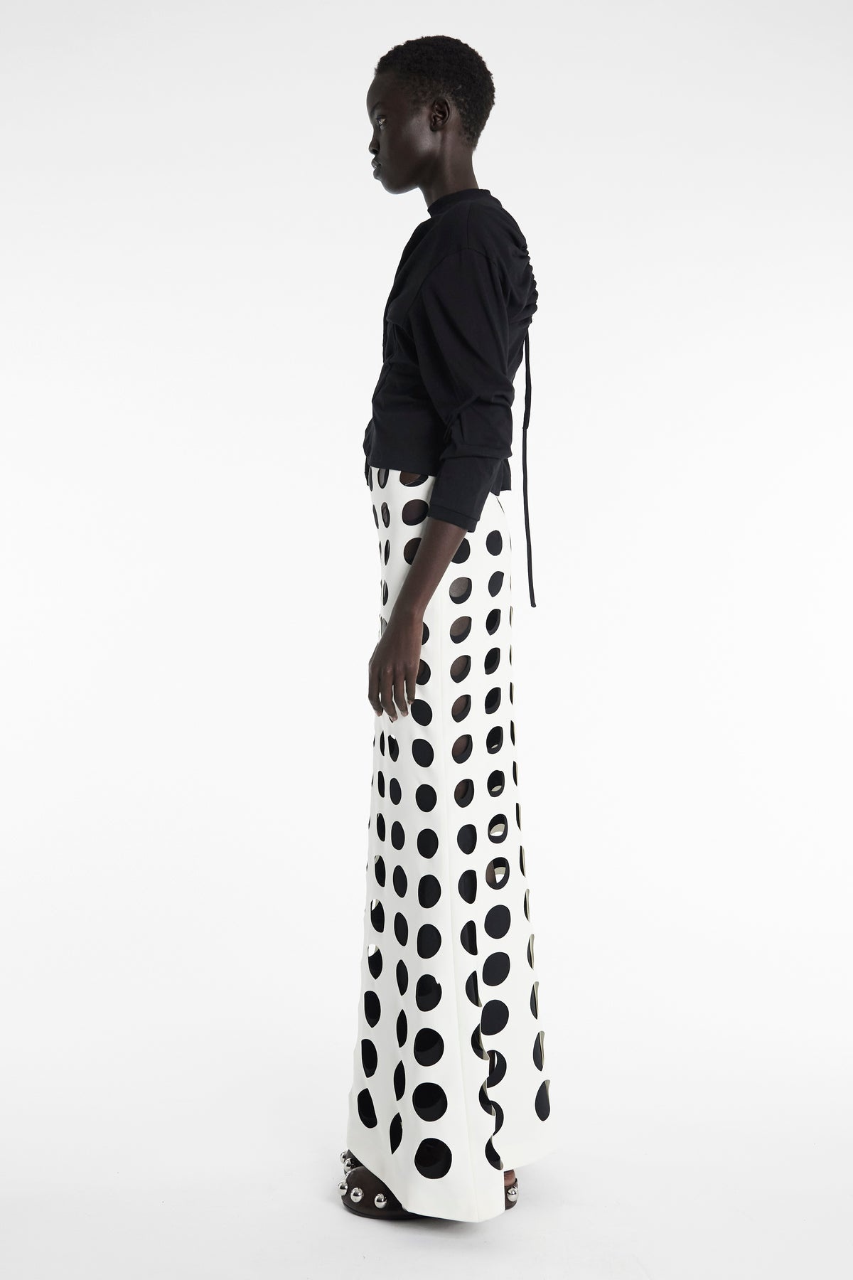 LONGSLEEVE KNOTTED JERSEY TOP BLACK - 4