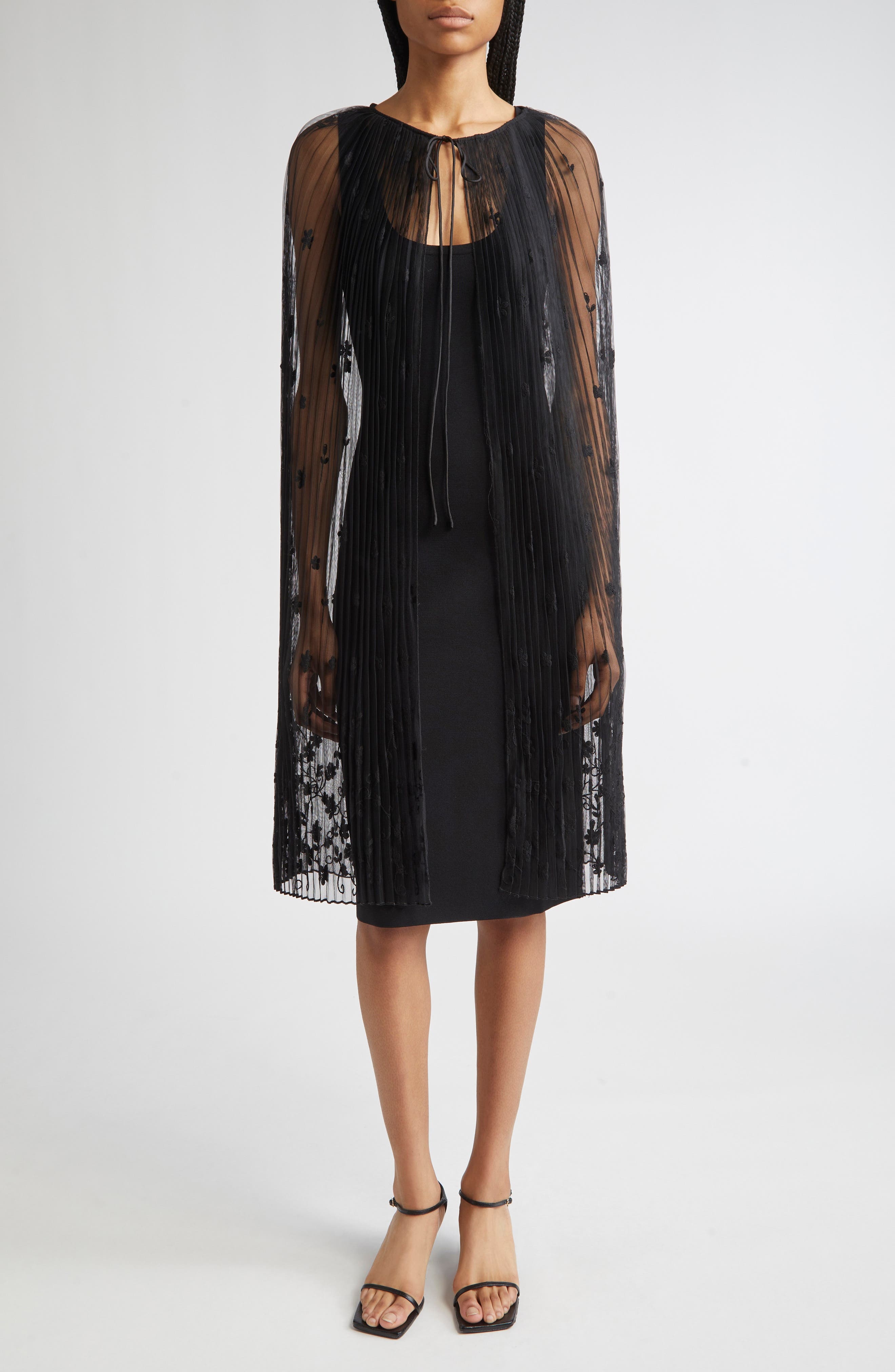 TOTEME Floral Embroidered Tulle in Black/Black at Nordstrom - 2