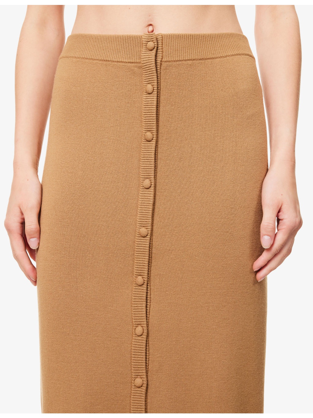 Button-Up Knitted Merino Wool-Blend Midi Skirt - 5