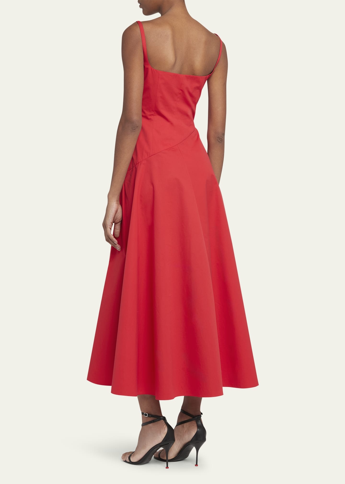 Sweetheart Midi Dress with Asymmetric Skirt - 3