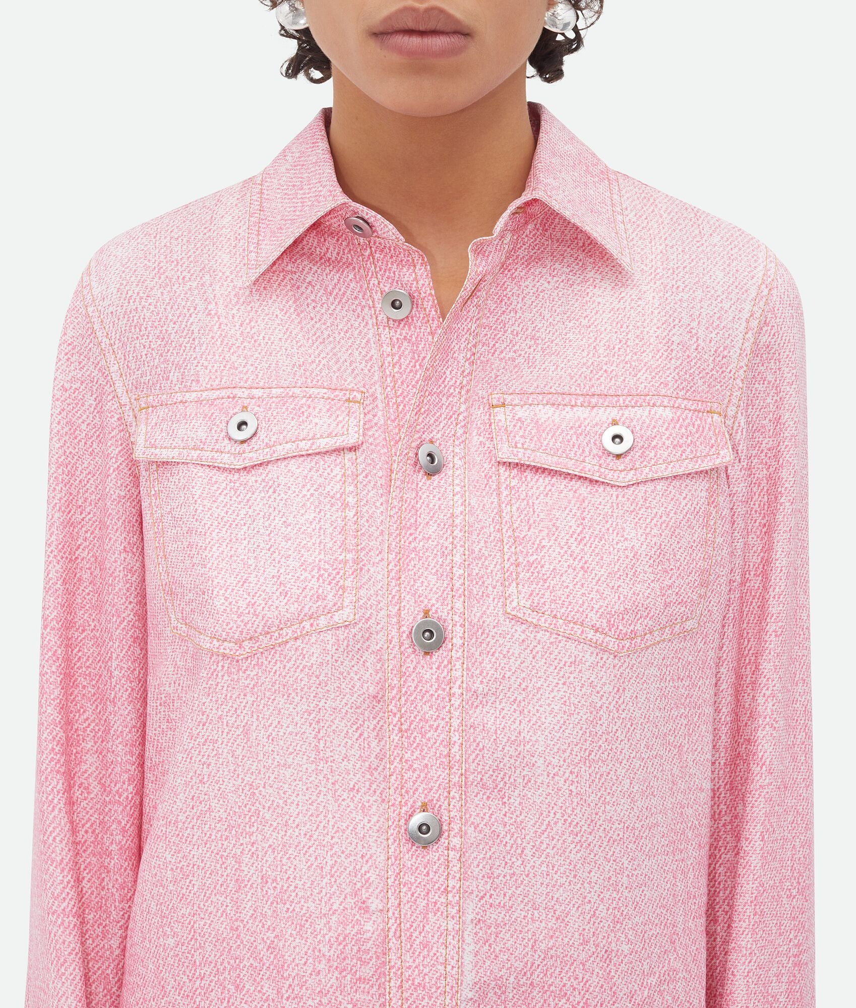 Printed Denim Viscose Shirt - 5