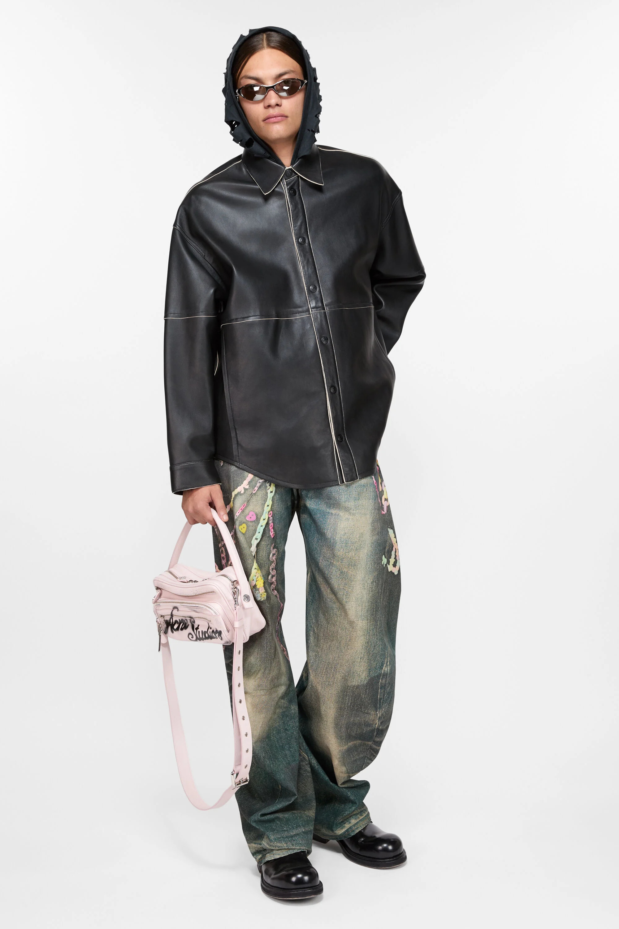 Leather shirt jacket - Black - 4