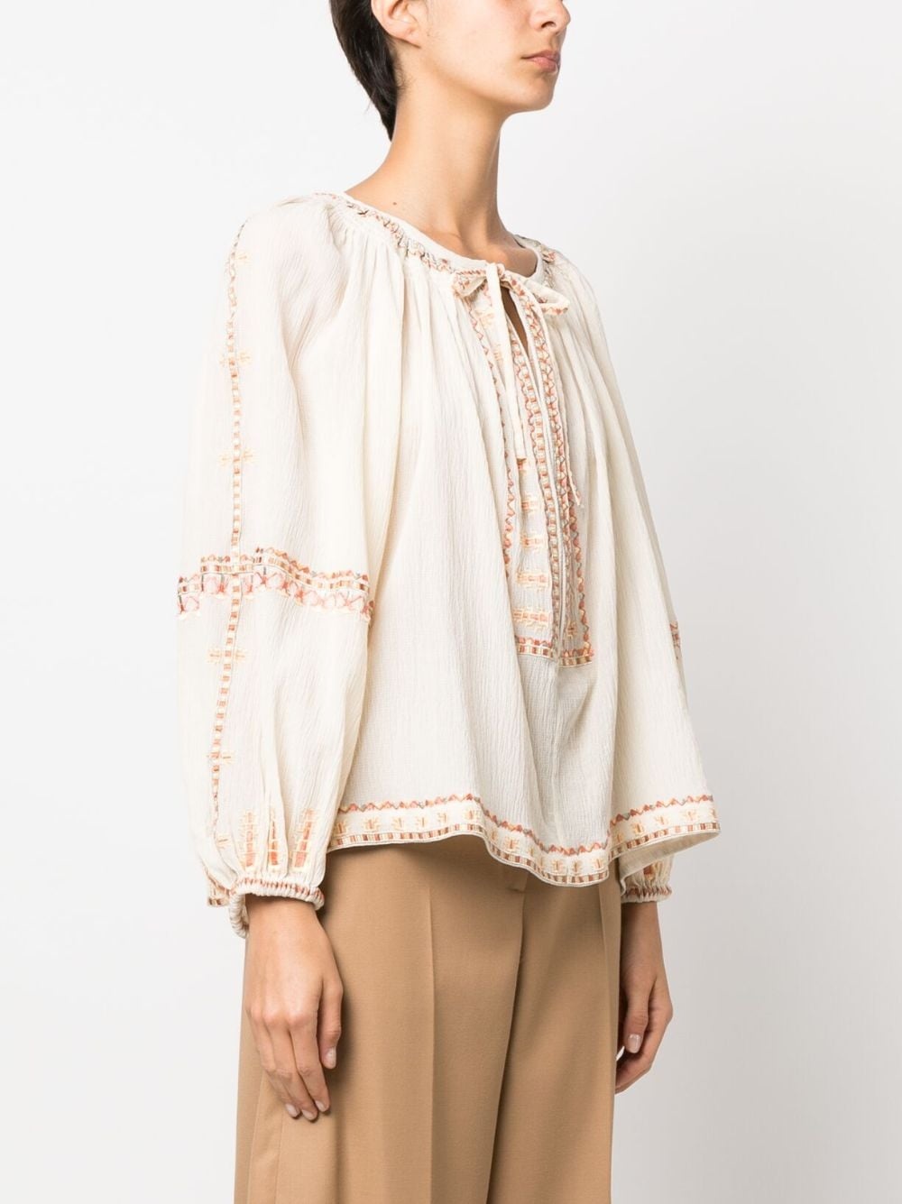 sequin-embellished embroidered blouse - 3