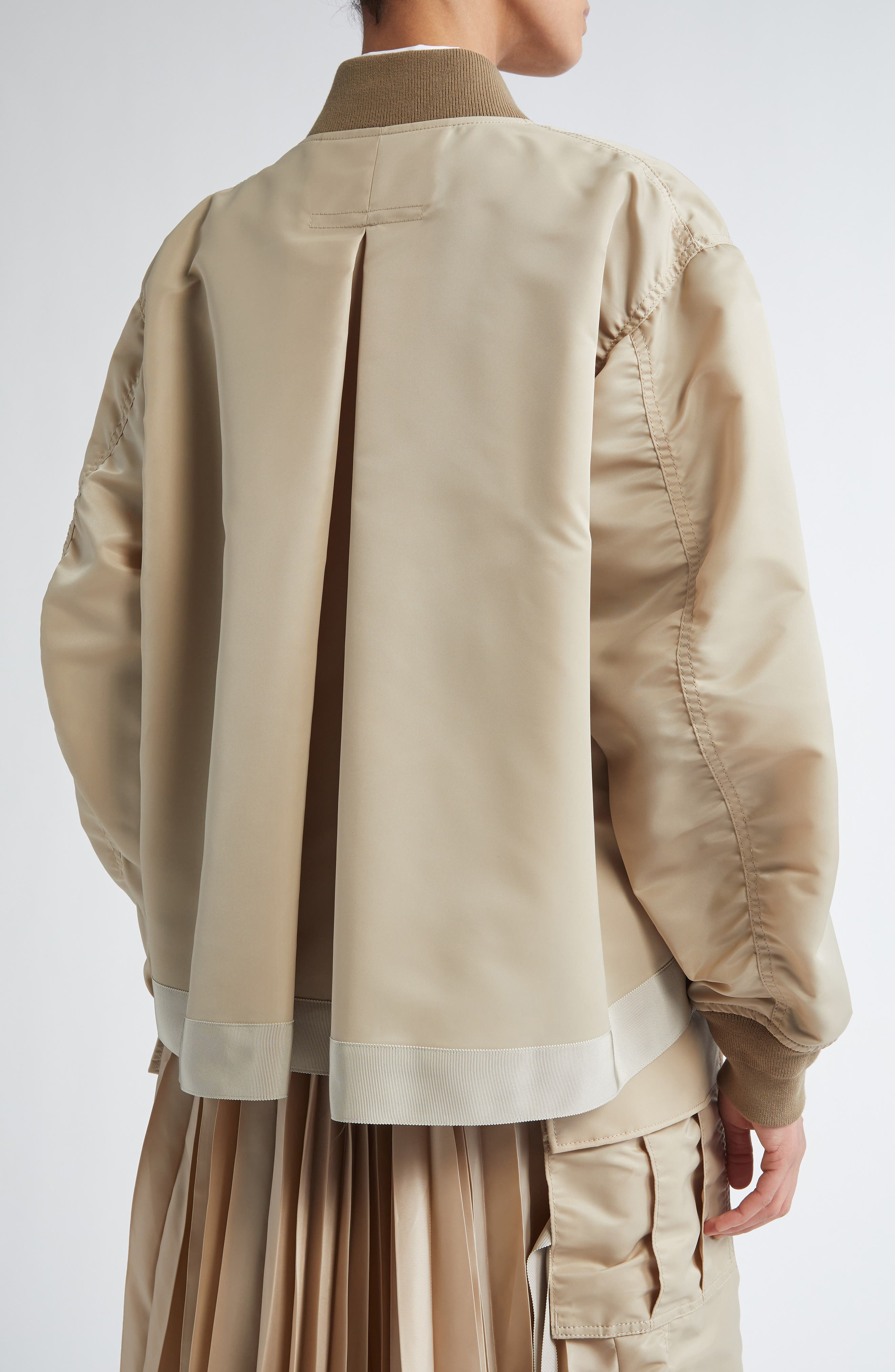 Sacai Nylon Twill Bomber Jacket in Beige at Nordstrom - 3