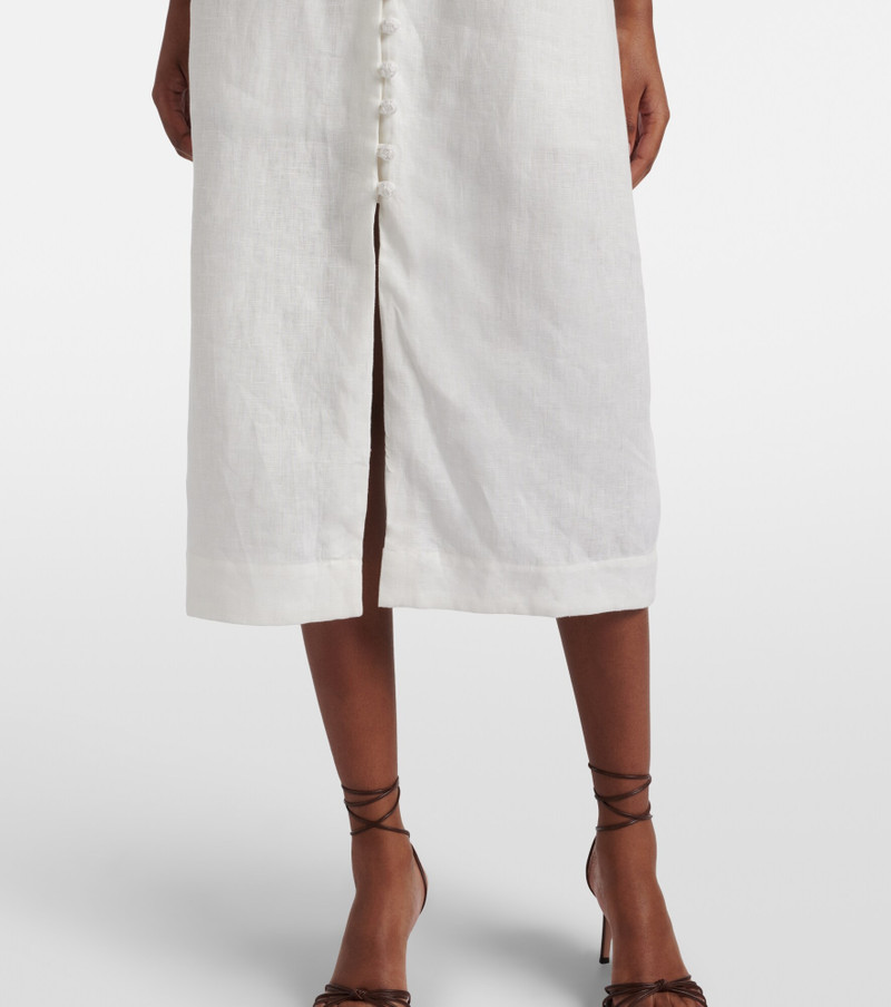 Floral-appliqué linen midi dress 5