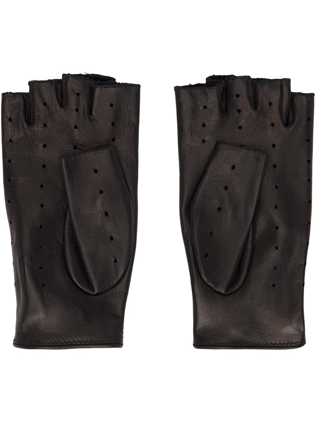 Black VLogo Signature Nappa Fingerless Gloves - 2