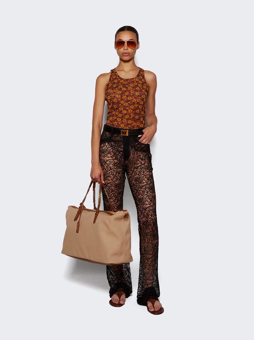 East-west Chain Duffle Bag Desert Dust And Brick - 3