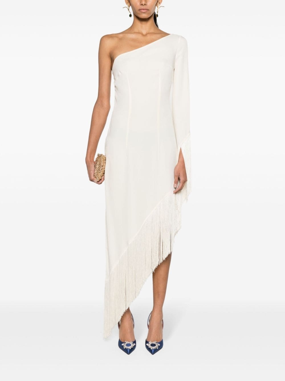 asymmetric fringed midi dress - 2