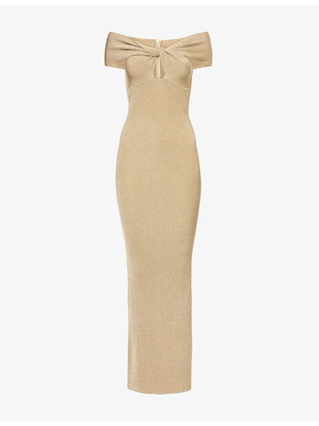 Halterneck Ribbed Lurex Maxi Dress - 1