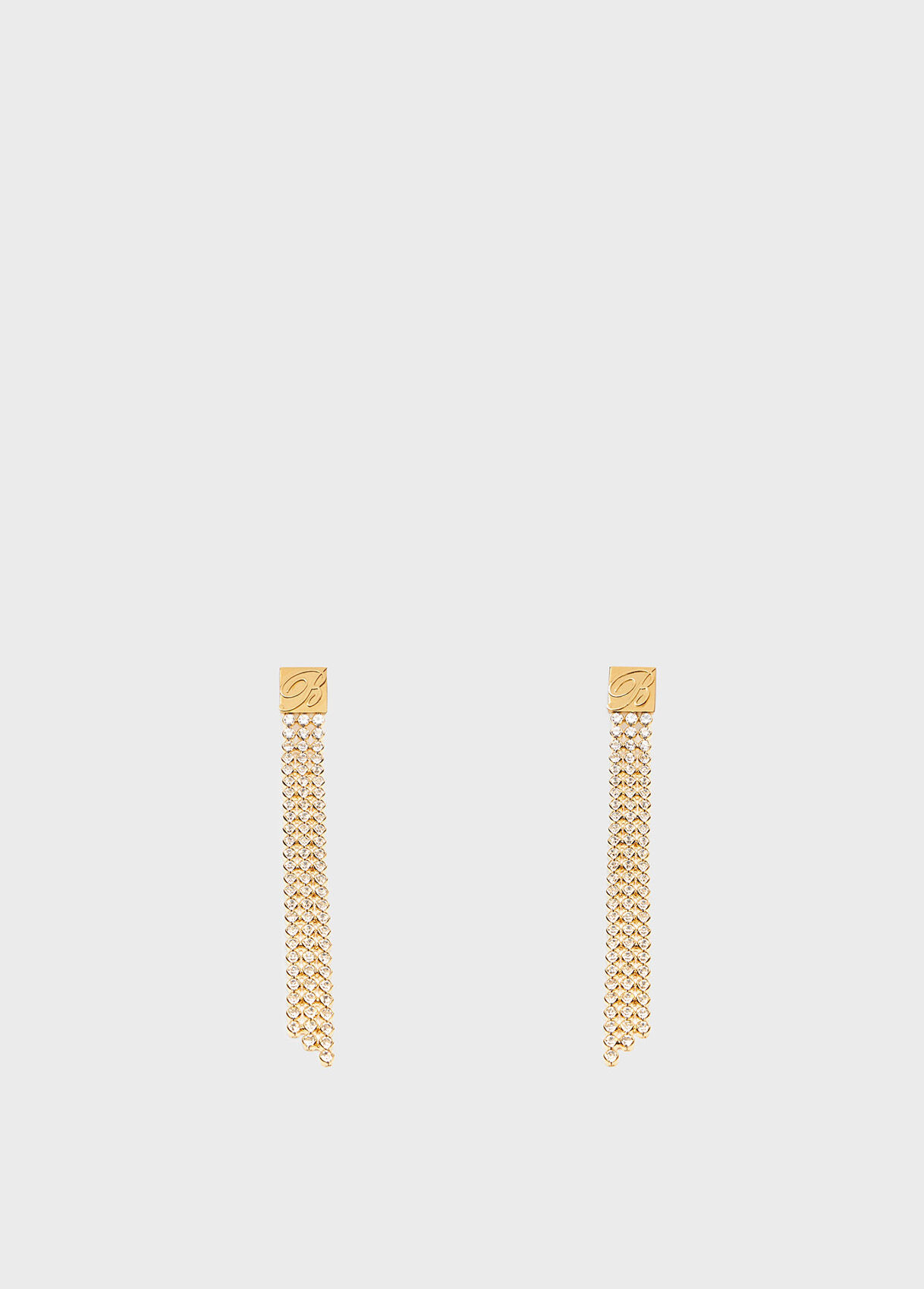 CHAIN DROP EARRINGS WITH RHINESTONES AND B MONOGRAM - 2