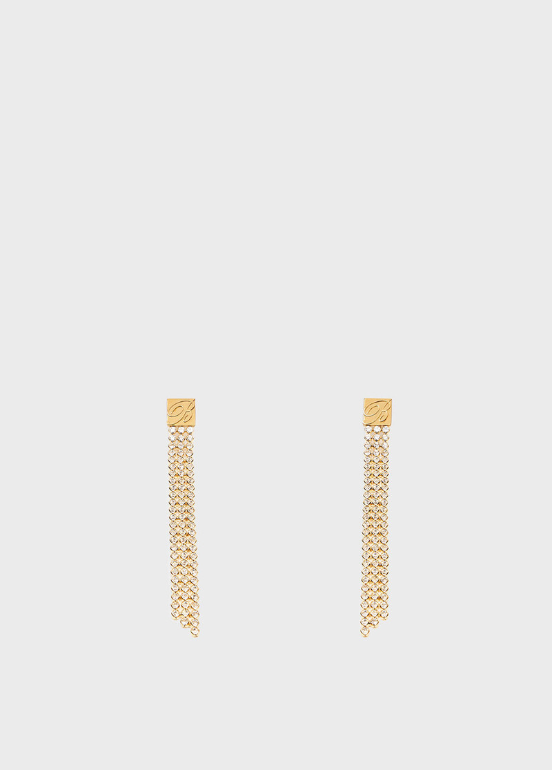 Blumarine CHAIN DROP EARRINGS WITH RHINESTONES AND B MONOGRAM outlook