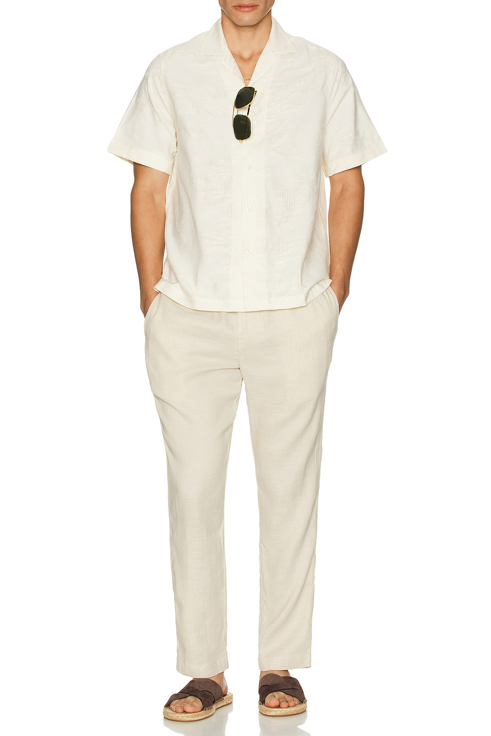 Franca Cotton Blend Raffia Jacquard Short Sleeve Shirt - 5
