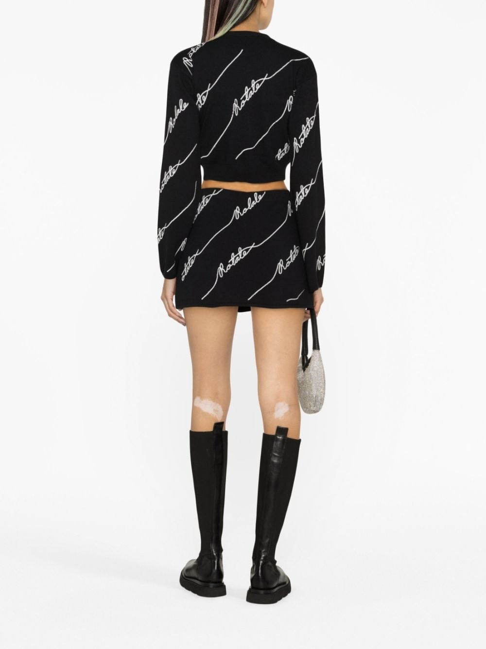 logo-embellished knitted miniskirt - 4