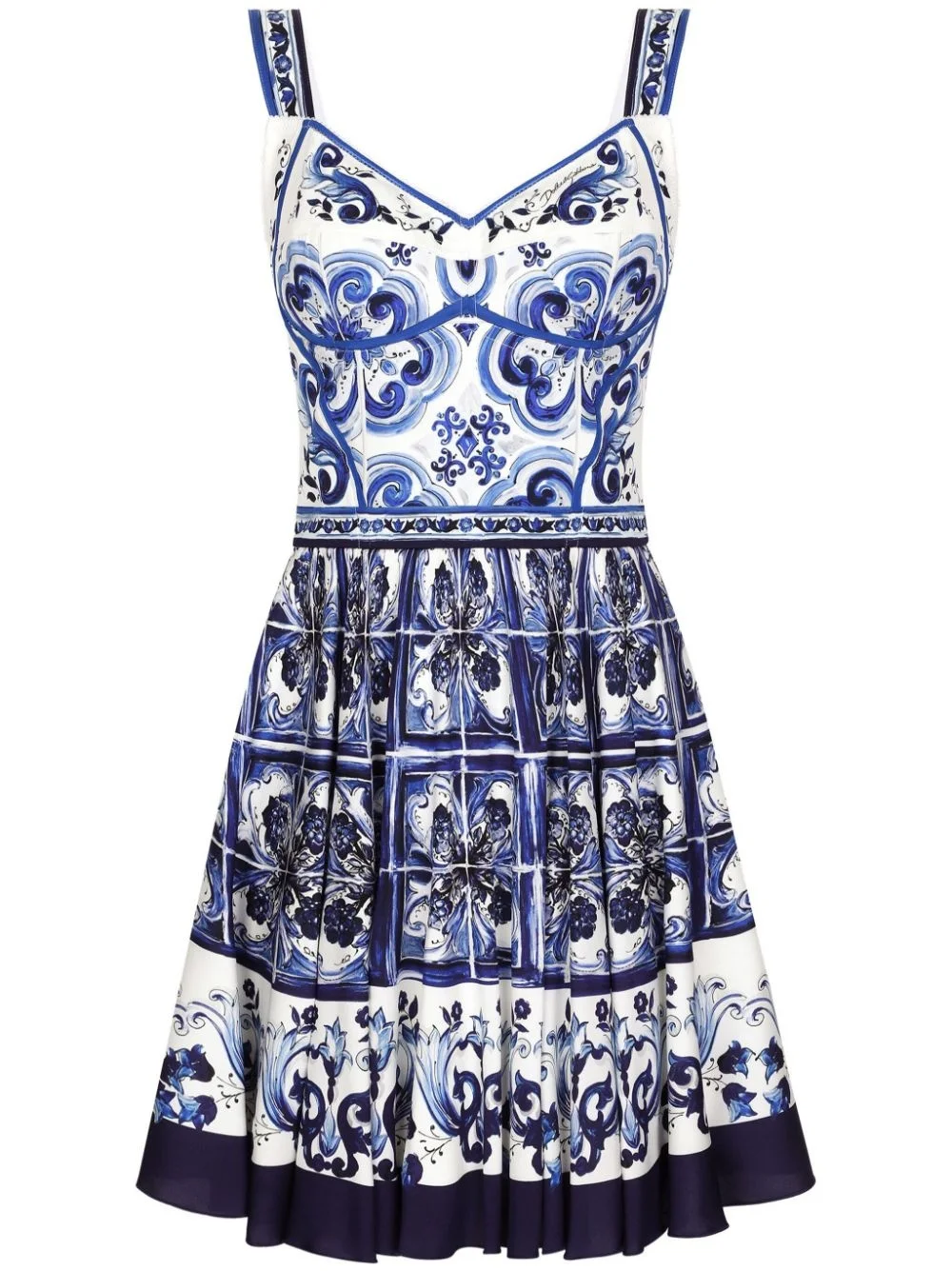 Majolica-print bustier minidress - 1