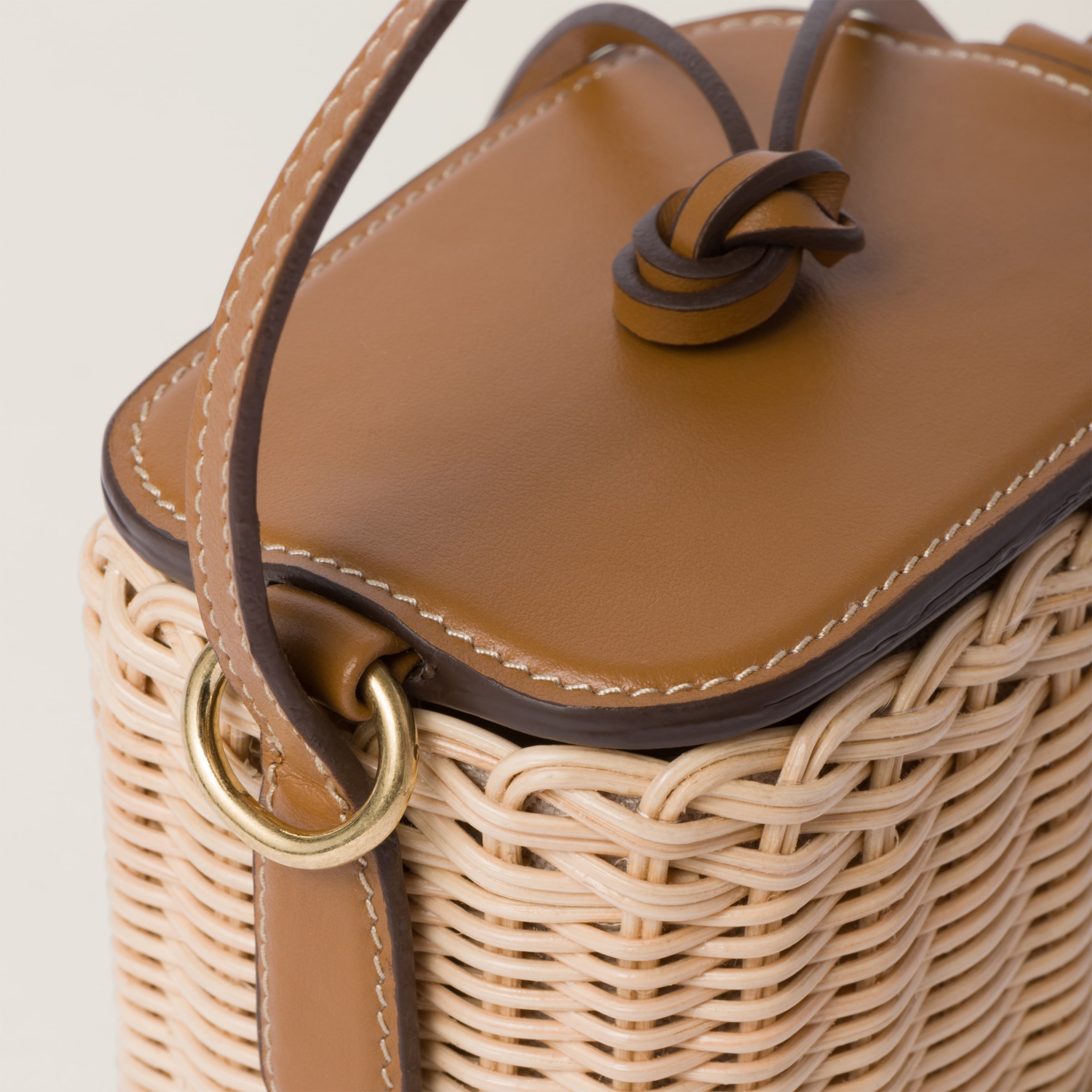 Woven fabric and leather micro-bag - 5