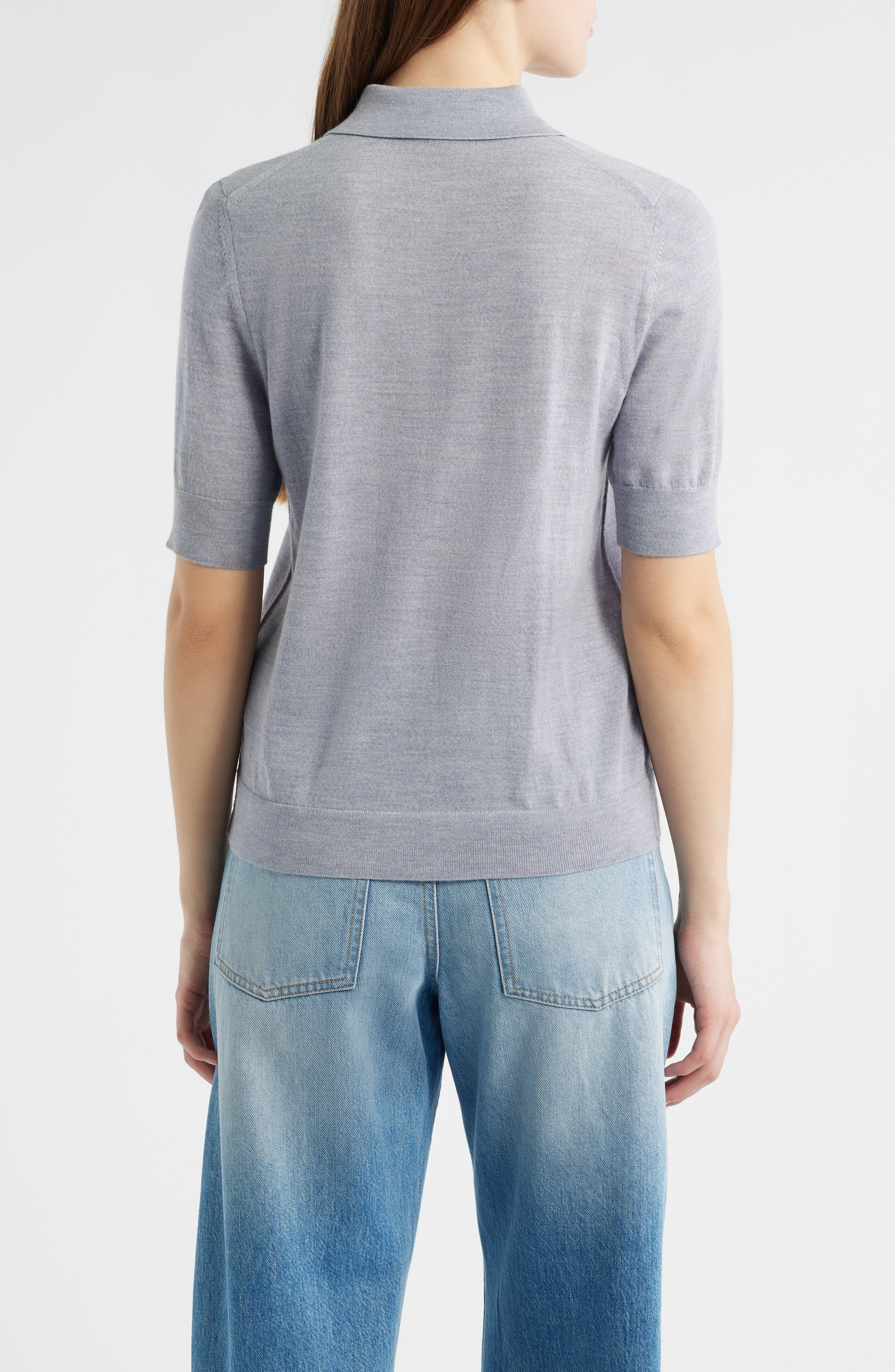 BOSS Fidenka Virgin Wool Polo Sweater in Glacier Grey at Nordstrom - 2