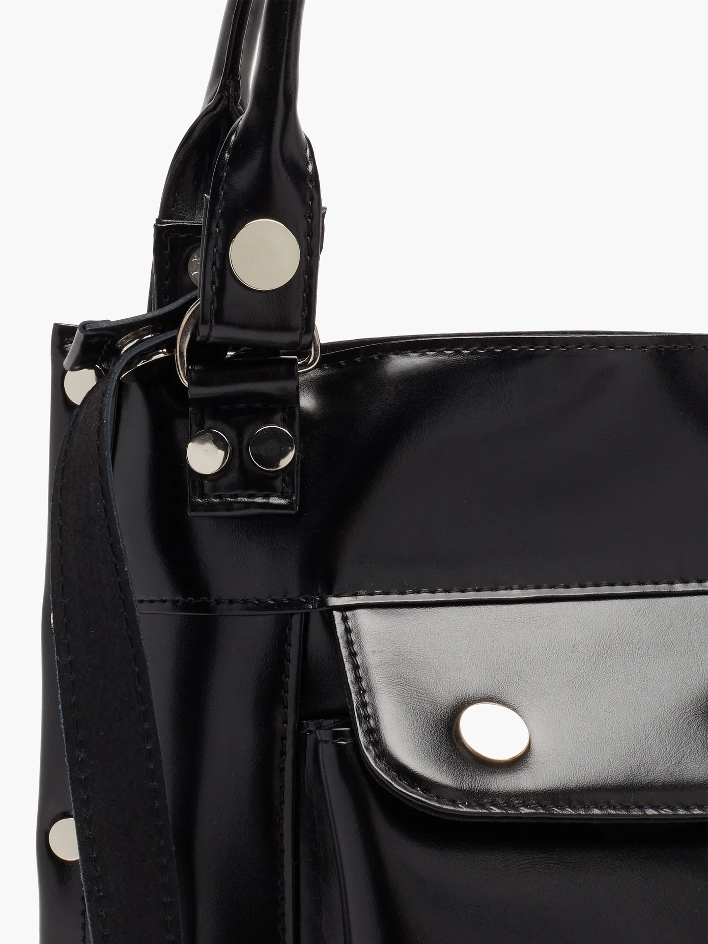 Studded faux-leather cross-body bag - 6