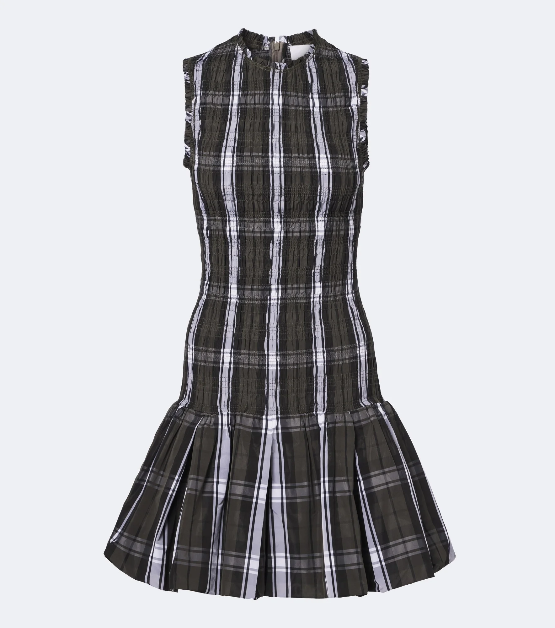 Checked shirred minidress - 1
