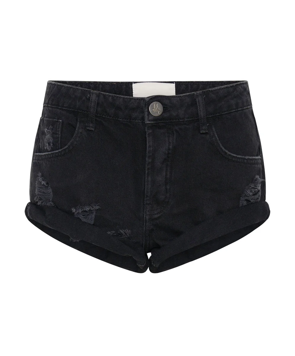 Bandits Low Waist Denim Shorts - Double Black - 1