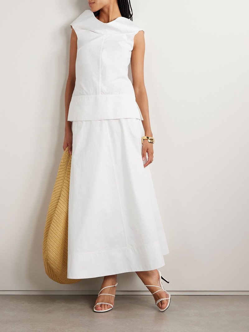 BRANDON MAXWELL The Knox cotton-poplin maxi skirt White outlook