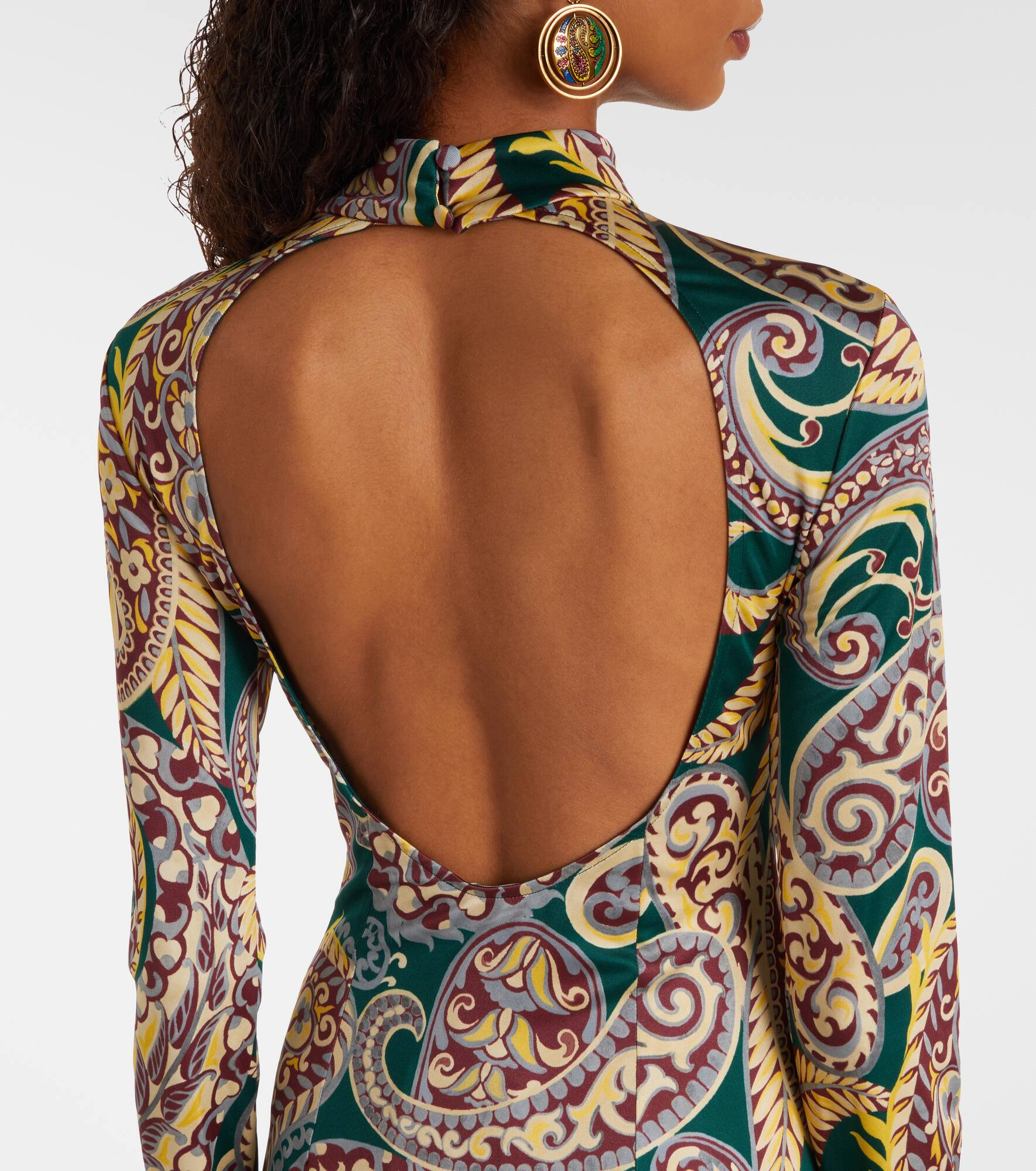 Paisley asymmetric midi dress - 6