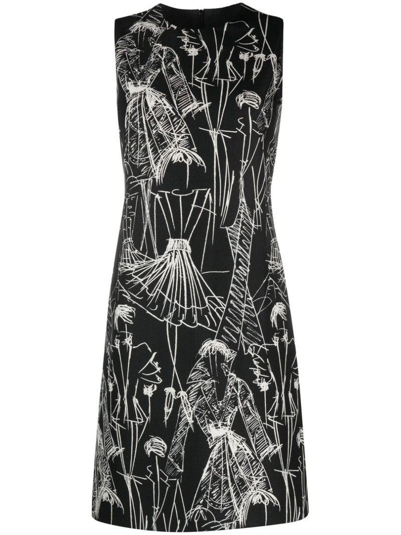 Croquis-print sleeveless minidress 1