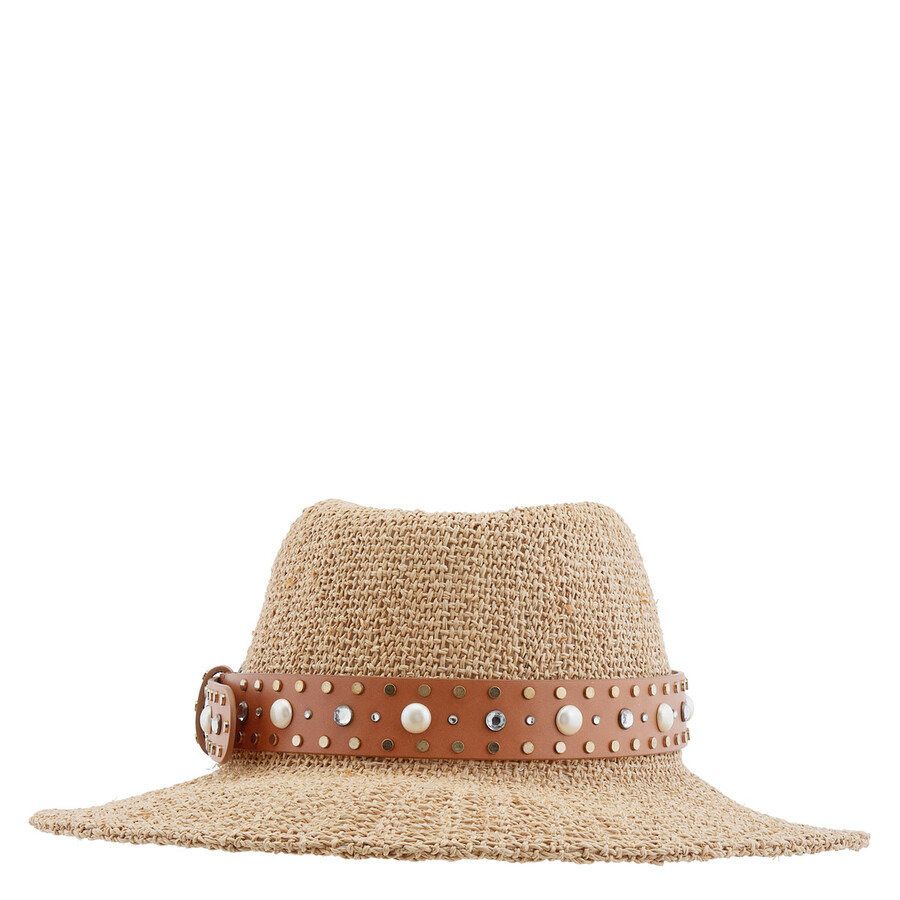 Maison Michel Ladies Beige Virginie Decorative Belt Fedora Hat - 6