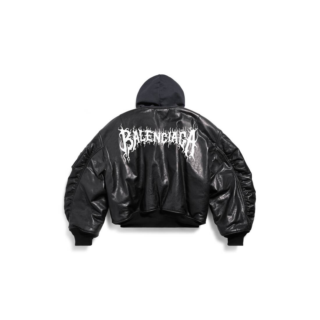 Men's Diy Metal Outline Hooded Bomber in Black - 6