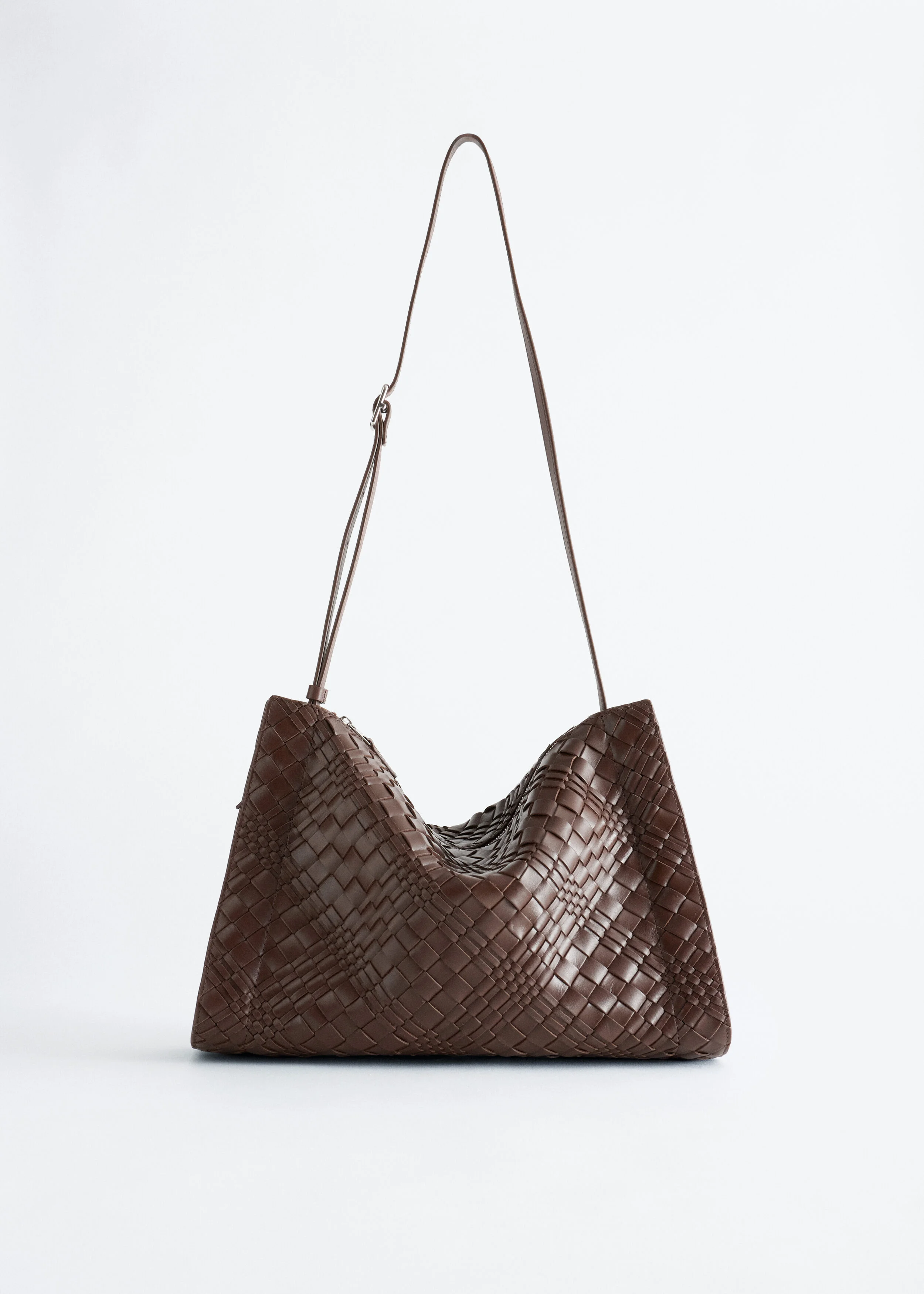 Braided Leather Crossbody Bag - 1
