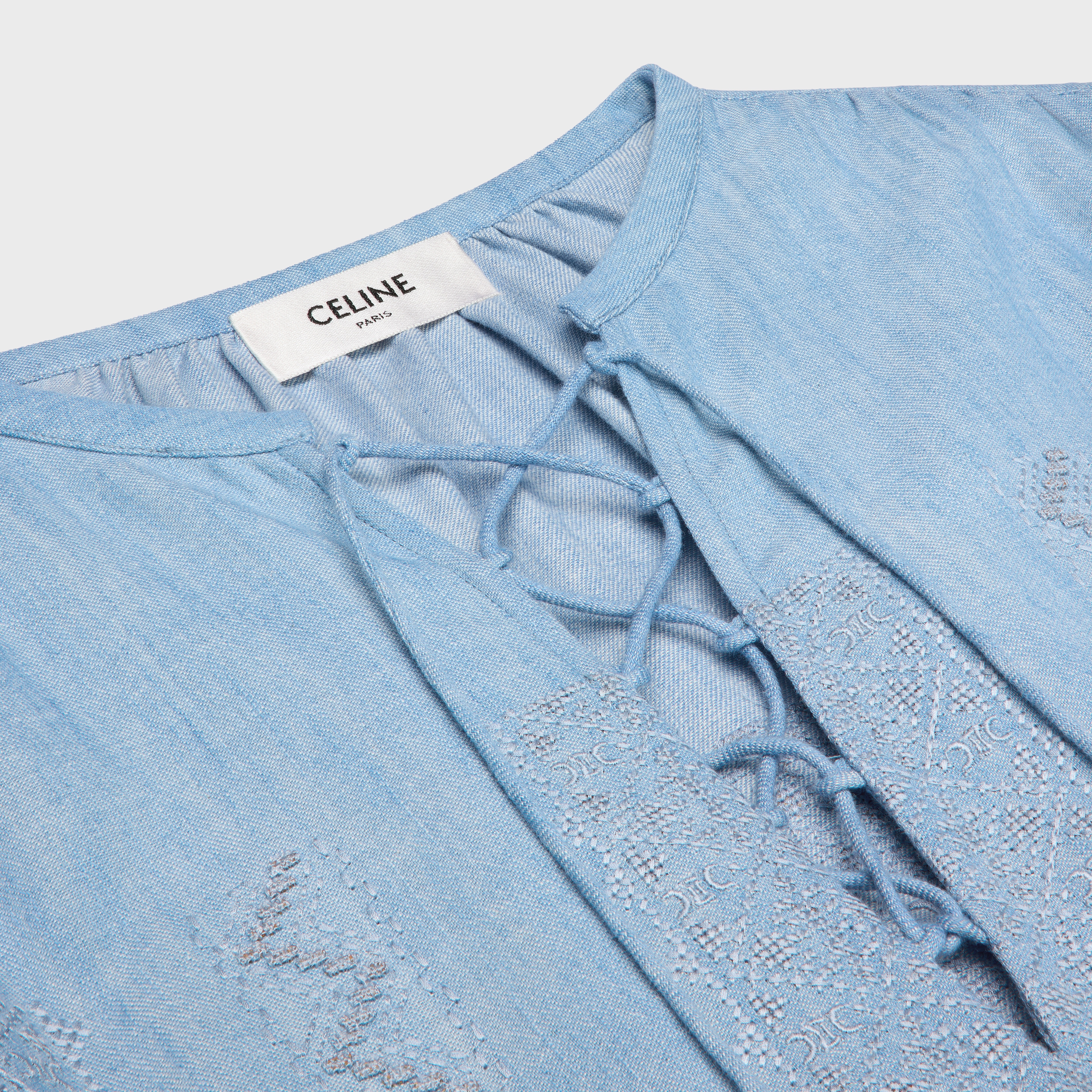 embroidered romy blouse in chambray cotton - 3