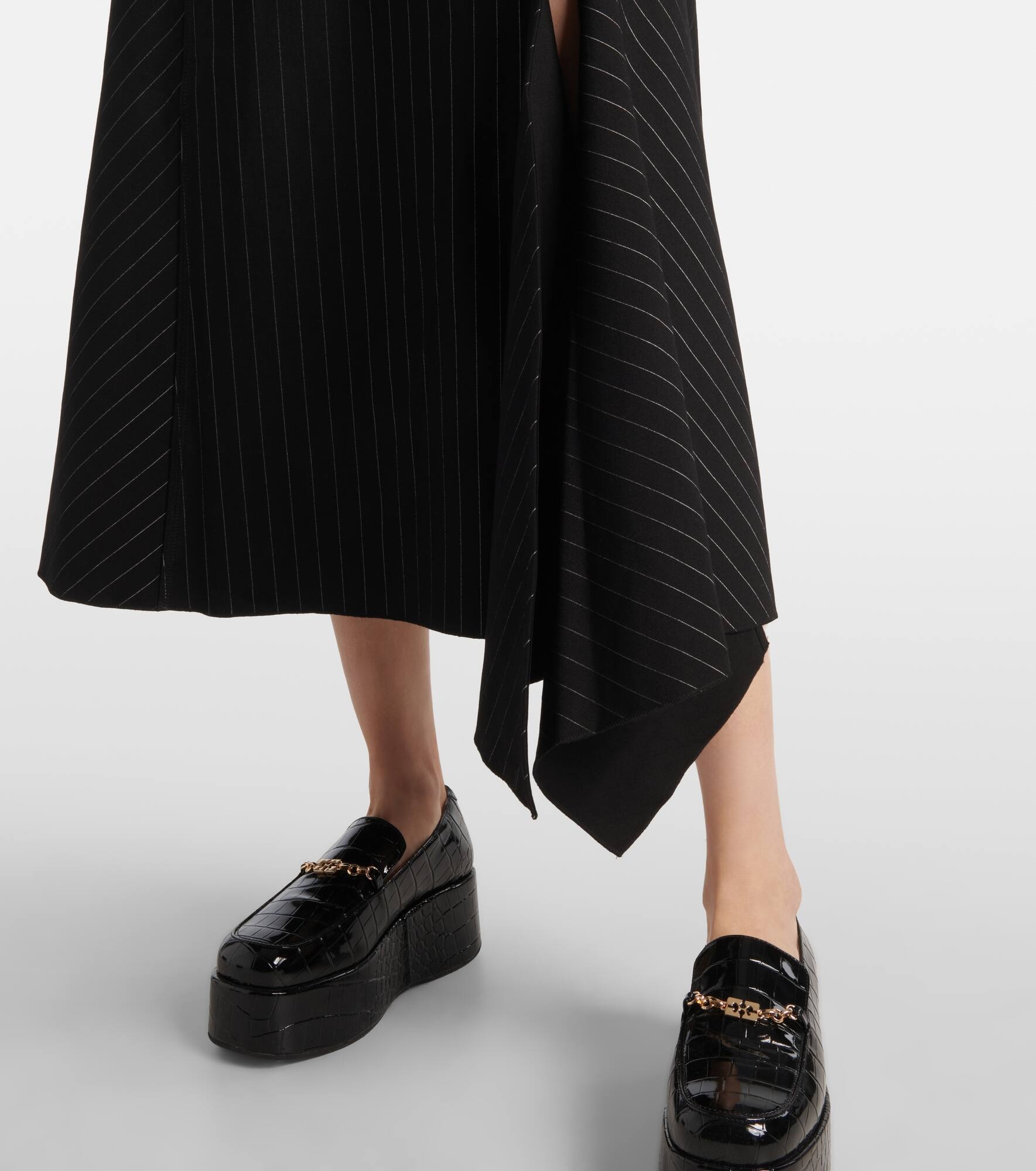 Pinstripe asymmetric midi dress - 5