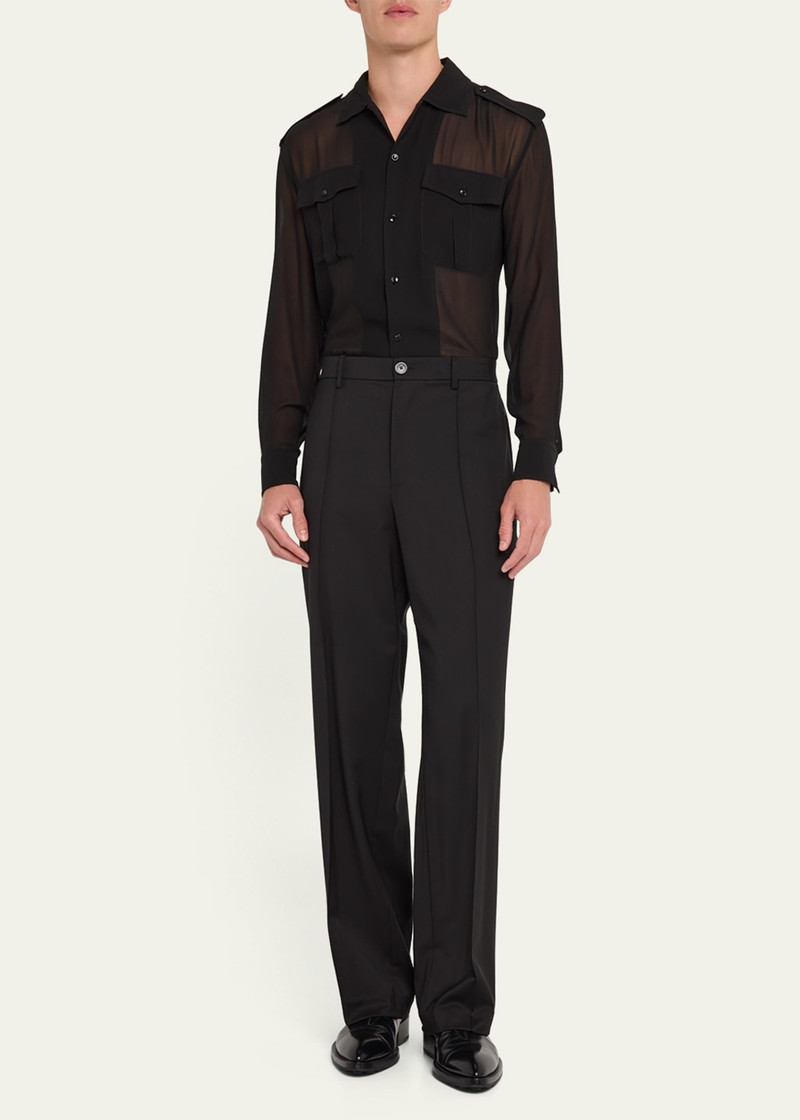 Helmut Lang Men's Relaxed-Fit Pleated Suit Trousers outlook