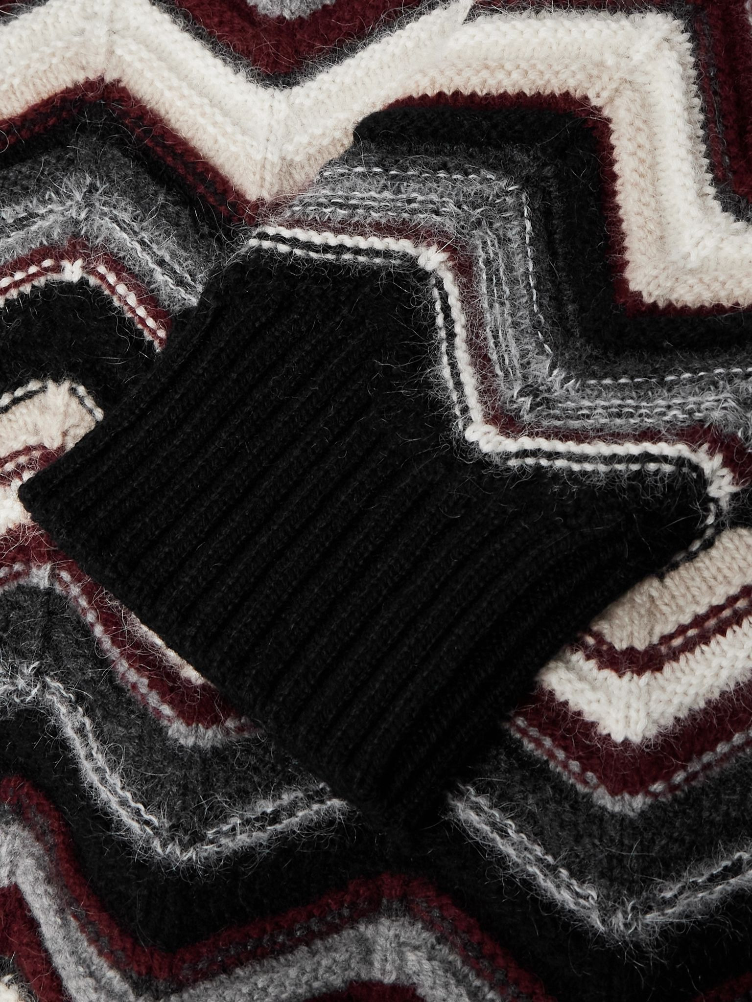 Striped Wool-Blend Jacquard Cardigan Dark gray - 5