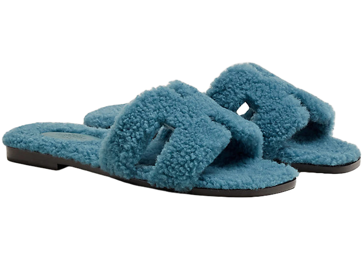 Hermes Oran Sandal Blue Woolskin - 2