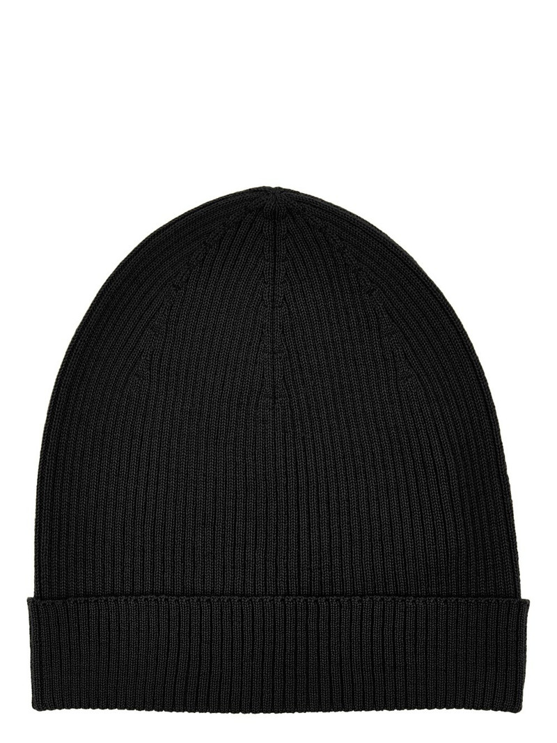 Rick Owens Berretto in Maglia Rib Wool Beanie in Black at Nordstrom 1