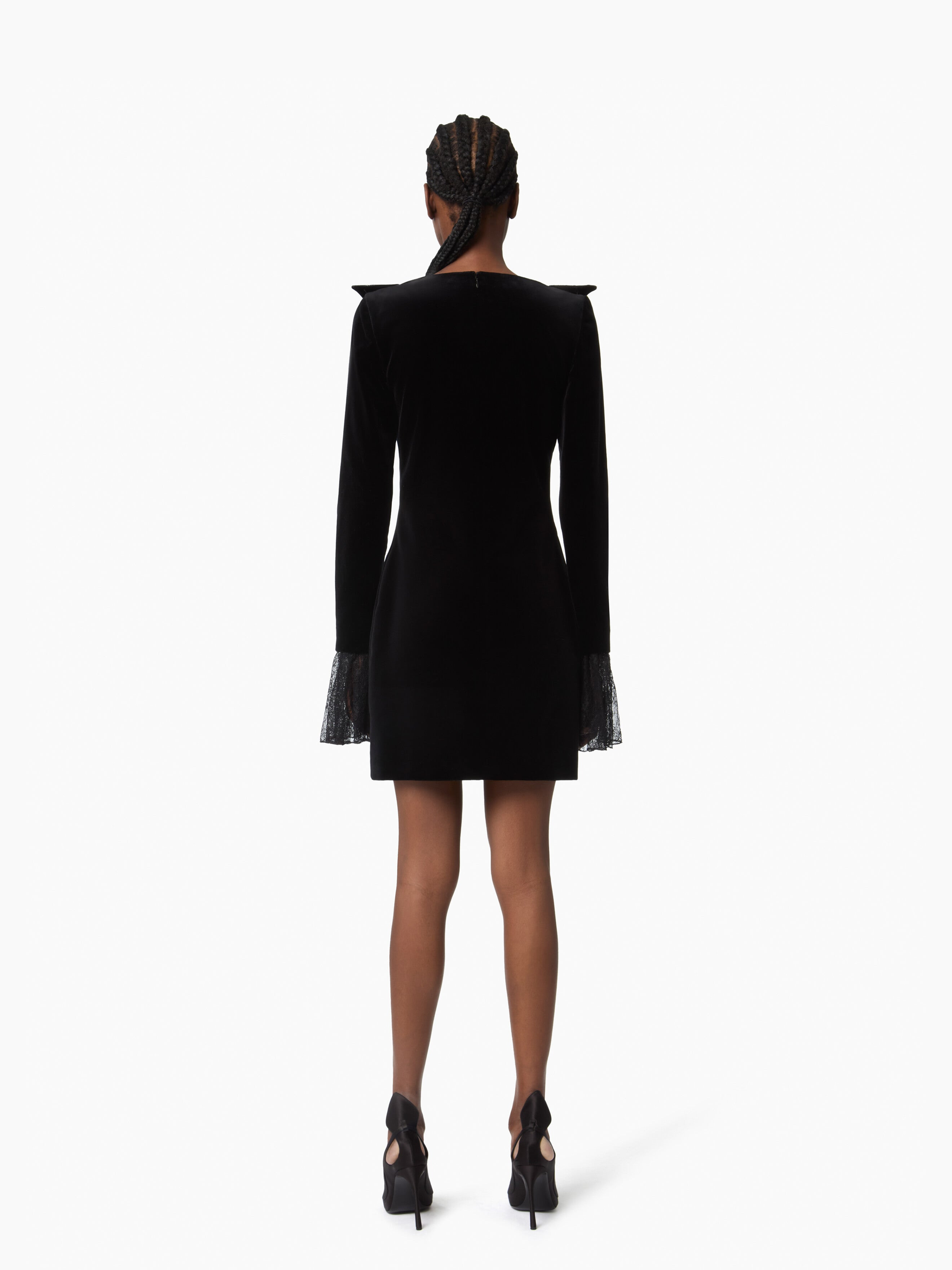 Velvet Mini Dress With Bow - 4