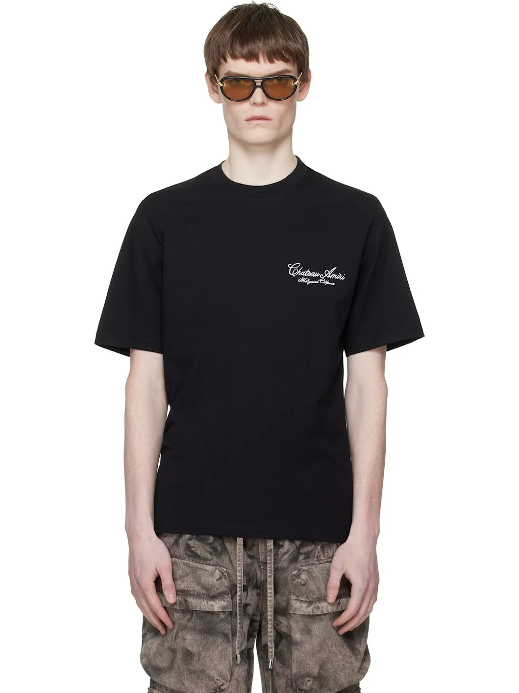 Black 'Chateau' Script T-shirt - 1