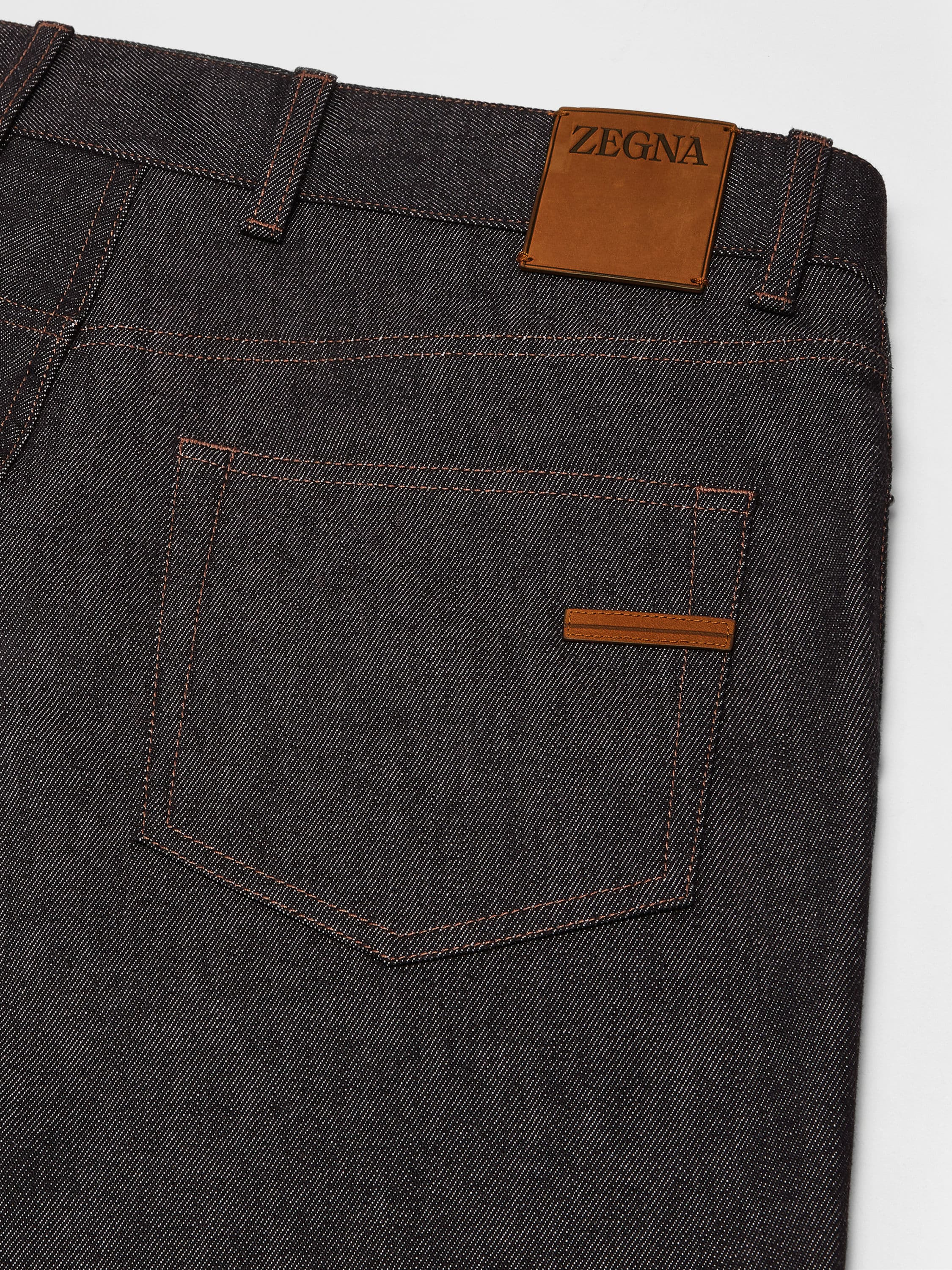 BLACK STRETCH COTTON AND CASHMERE ROCCIA JEANS - 3
