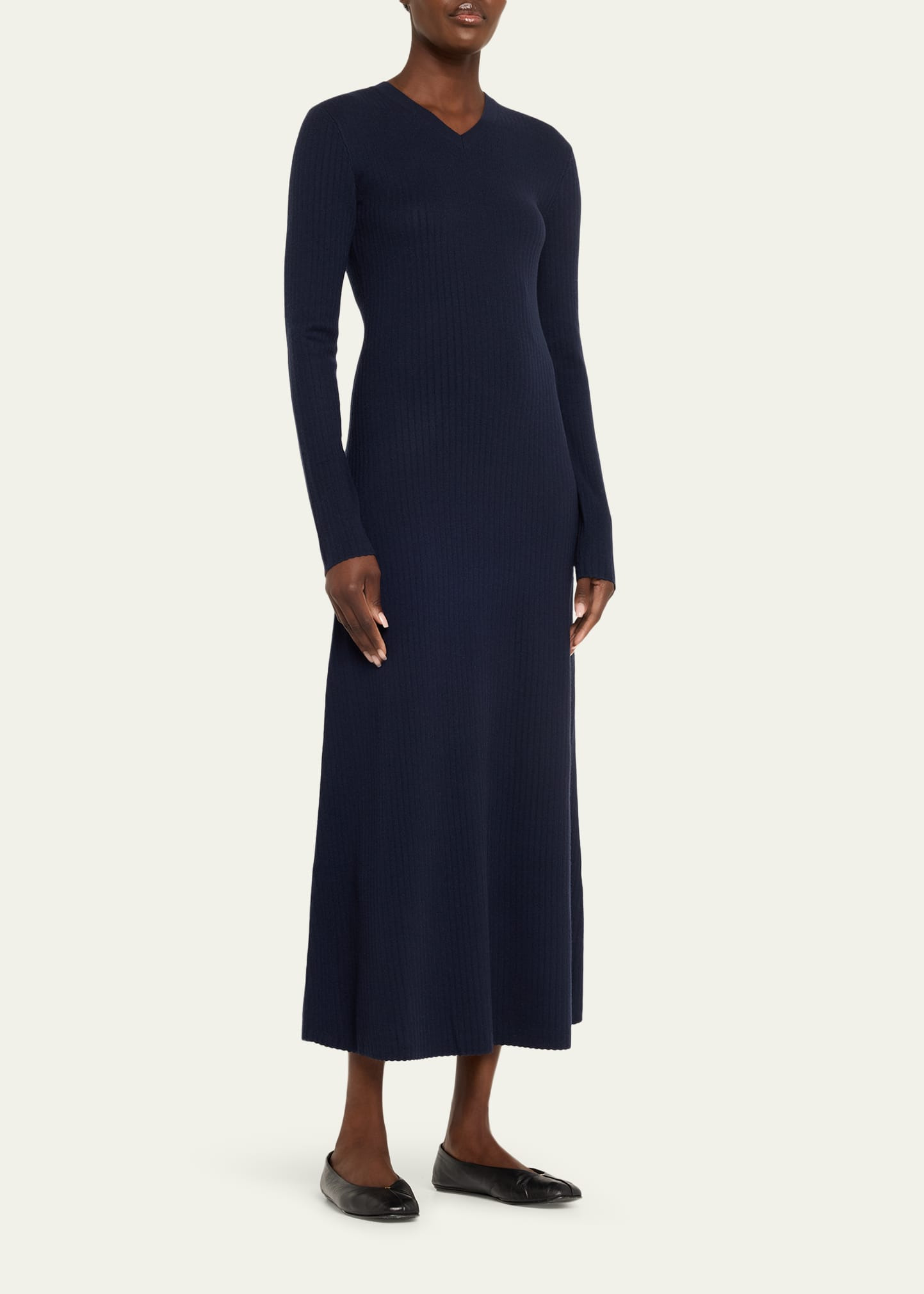 Long-Sleeve Regal Wool Maxi Dress - 4