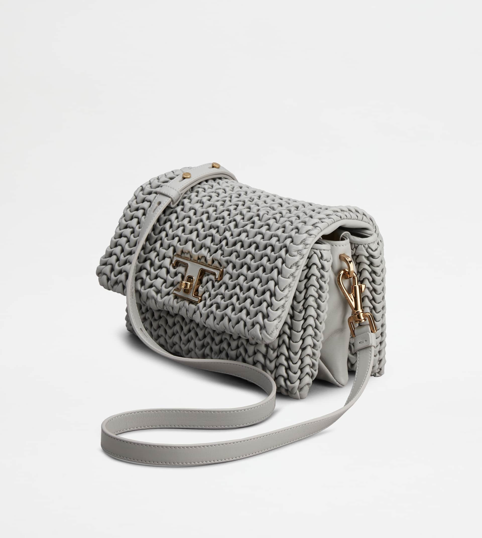 T TIMELESS FLAP BAG IN LEATHER MINI - GREY - 8