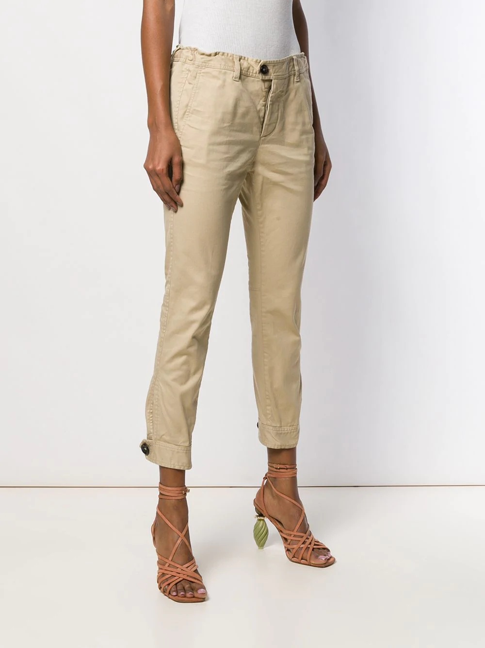 buttoned waist cropped trousers - 3