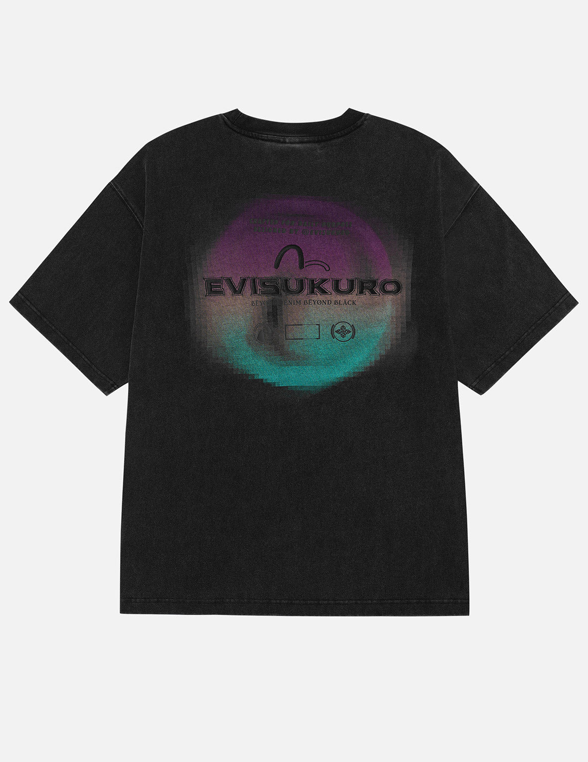 Washed Distressed Pocket and Gradient Print Loose Fit T-shirt - 3